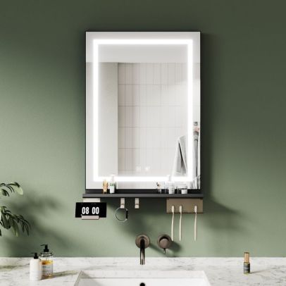 ELEGANT 50x70cm LED Bathroom Mirror with Shelf