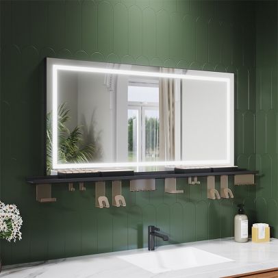 ELEGANT LED Bathroom Mirror with Removable Shelf, 1200x600mm