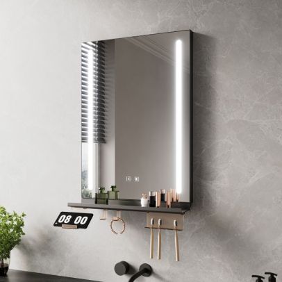 ELEGANT LED Bathroom Mirror with LED Lights with shelf, 500x700mm YBMB0301+YBMB0101