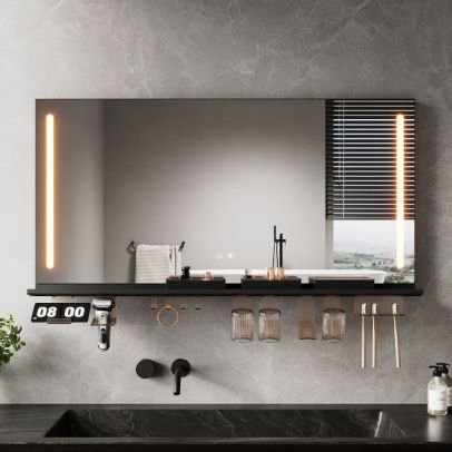 Illuminated Bathroom Mirror with Shelf