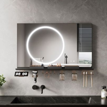 100x60cm Bathroom Mirror with 1000mm shelf