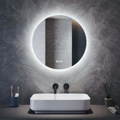 ELEGANT 600mm Bluetooth Round Bathroom Mirror with Anti-Fog, Touch Sensor