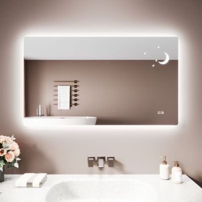 ELEGANT Rectangular 1200 x 700mm LED Illuminated Bathroom Mirror with Anti-Fog & Shaver Socket