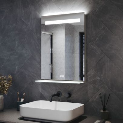 500 x 700mm LED Anti-Fog Illuminated Mirror with Display Shelf YBMB1601-UKEA