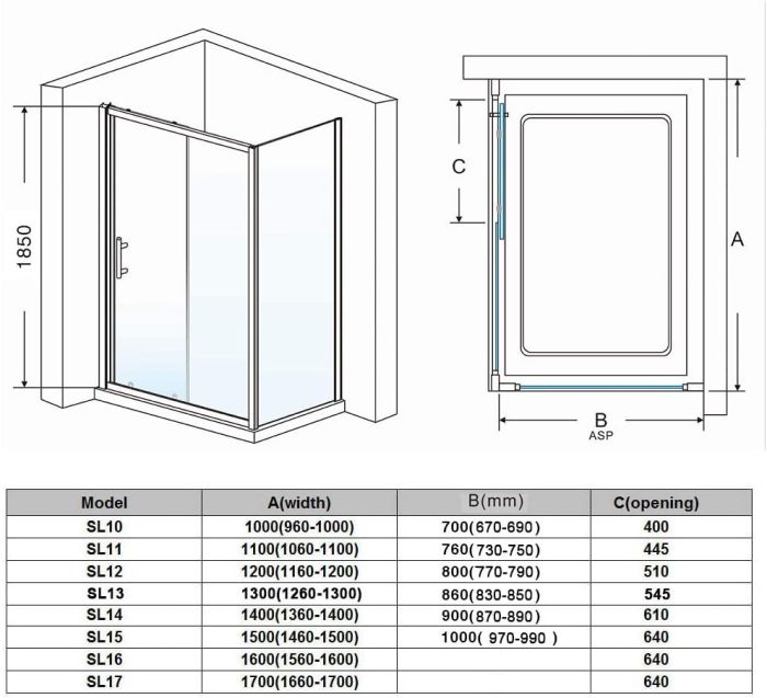 Rectangular Shower Enclosure - 1200mm x 900mm (SH-DV6018)