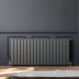 Textured Grey Radiators ELEGANT 600 x 1360mm Anthracite Double Flat Panel Horizontal Designer ...