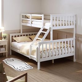 ELEGANT White Pine Wood Triple Sleeper Bed Frame Solid Wood Bunk Bed ...