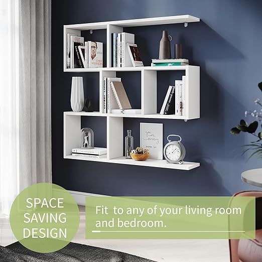 ELEGANT Wall Mounted Shelf Bookcase Multi Compartment Display Wall Shelves