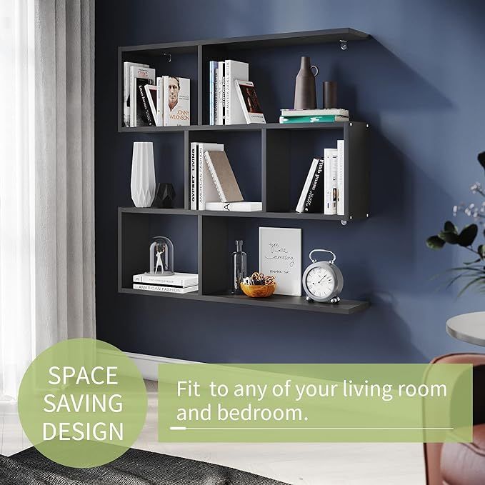 ELEGANT Wall Mounted Shelf Bookcase Black 815 x 150 x 800 mm Bookshelf