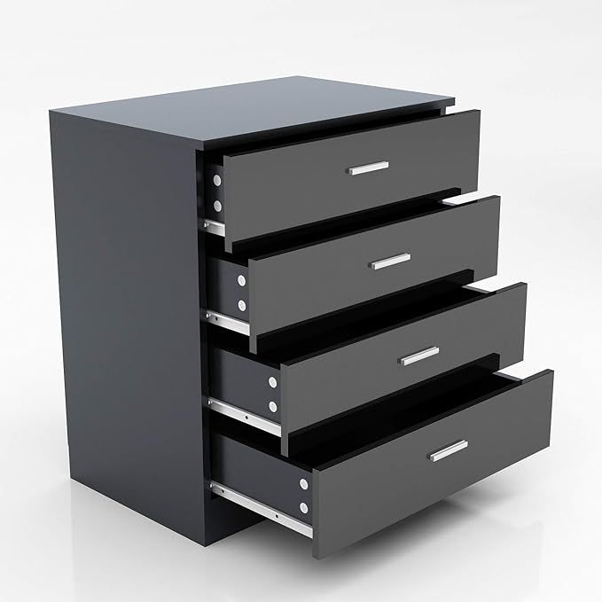 thumbnail image 2 of Modern High Gloss Chest Of Drawers – 4 Drawer With Metal Handles – Bedroom Furniture – Made In UK 2 of 6