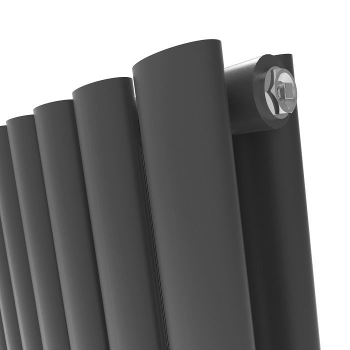 Elegant 1600x590mm Anthracite Oval Double Panel Slim Designer Grey