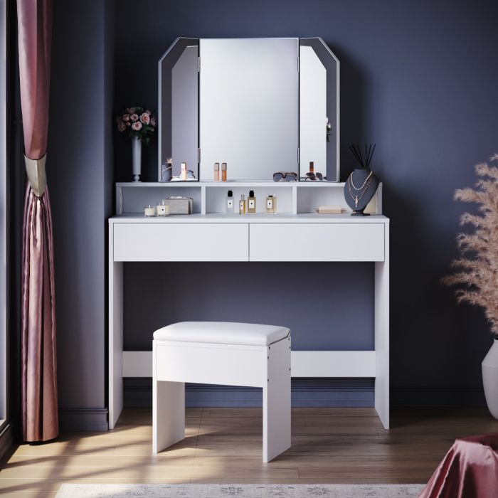 ELEGANT Dressing Table Stool Set with Mirror