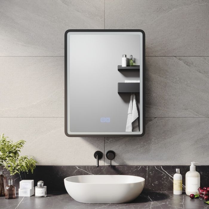 Round led mirror with shaver socket new arrivals