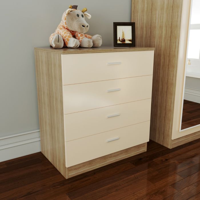 Cream and oak chest of drawers hotsell