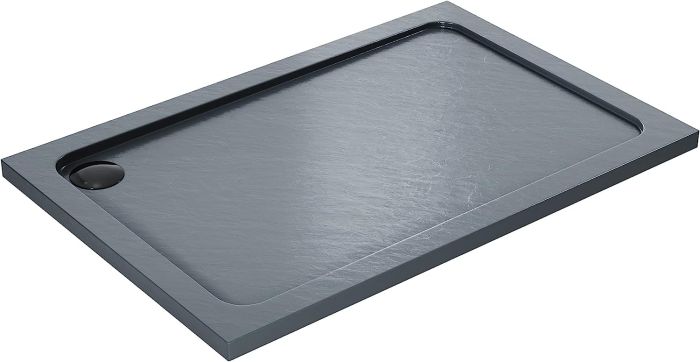 ELEGANT Rectangular 1000 x 800 x 40mm Grey Stone Tray for Shower
