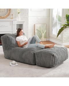 Modular Corduroy Bean Bag Sofa with Ottoman