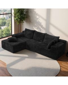 Corduroy L-Shaped Cloud Sectional Sofa, Modular Deep Seat Couch No Assembly