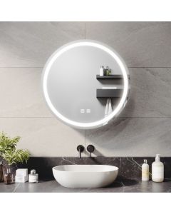 ELEGANT 600x600mm Round Illuminated LED Bathroom Mirror Cabinet 