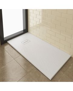 ELEGANT 1600x700mm Slate Effect Anti-Slip Rectangular Shower Tray + 90mm Waste