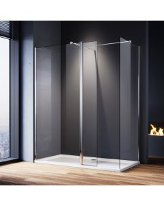 ELEGANT Custom Size Walk-In Shower Enclosure 8mm Easy Clean Nano Glass Shower Enclosure 300mm Return Panel