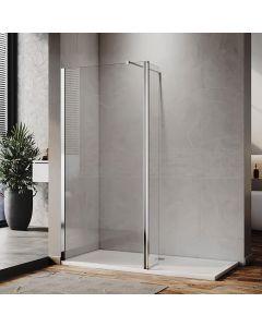 ELEGANT 800mm 8mm Easy Clean Nano Glass Shower Panel + 300mm Flipper/Return Panel