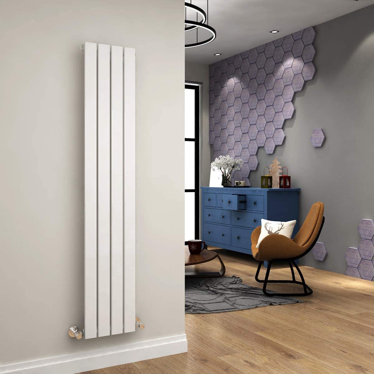 ELEGANT 1600 x300mm Vertical Designer Single White Flat Panel Column Radiator