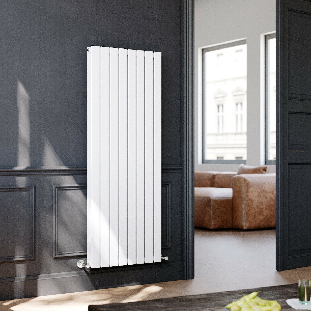 ELEGANT 1600 x 608mm Vertical Column Designer Double White Flat Panel Radiator