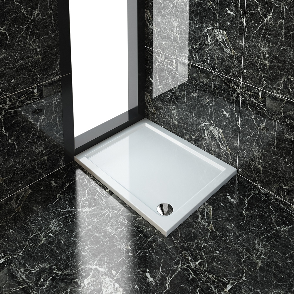 ELEGANT 1000x800 Ultra-Slim Stone Resin Rectangle Shower Tray + 90mm Waste-image-SRT1080+W90