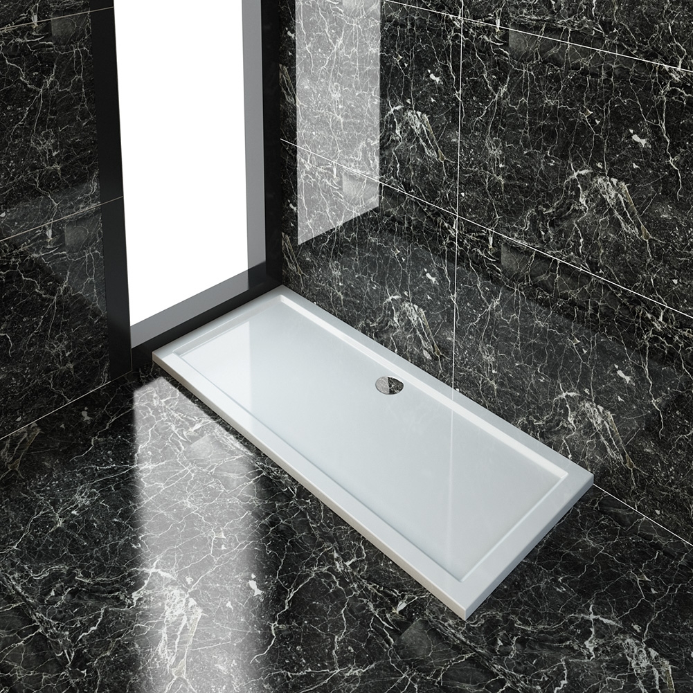 ELEGANT 1700x700x40mm Ultra- Slim Stone Resin Rectangle Shower Tray + 90mm Waste-image-SRT1770+W90