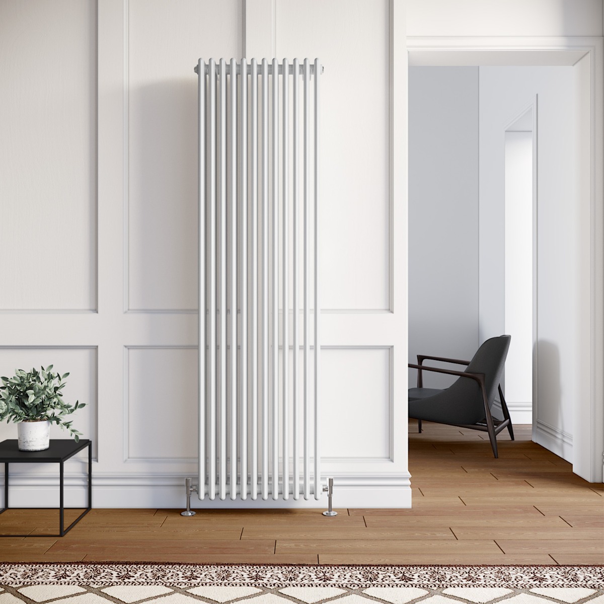ELEGANT 1800x560mm Traditional Radiator Cast Iron Style White Vertical Radiator 3 Columns