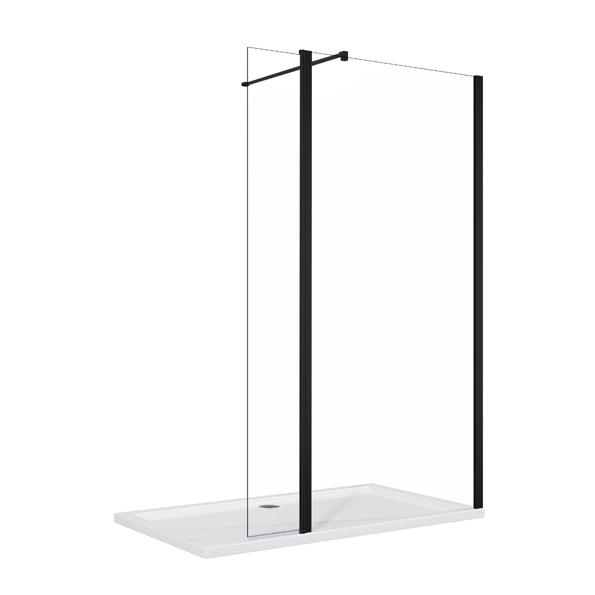 ELEGANT Black Fitting 1100mm Easy Clean Clear Glass Walk-In Shower Screen With Return Panel Wet Room Shower