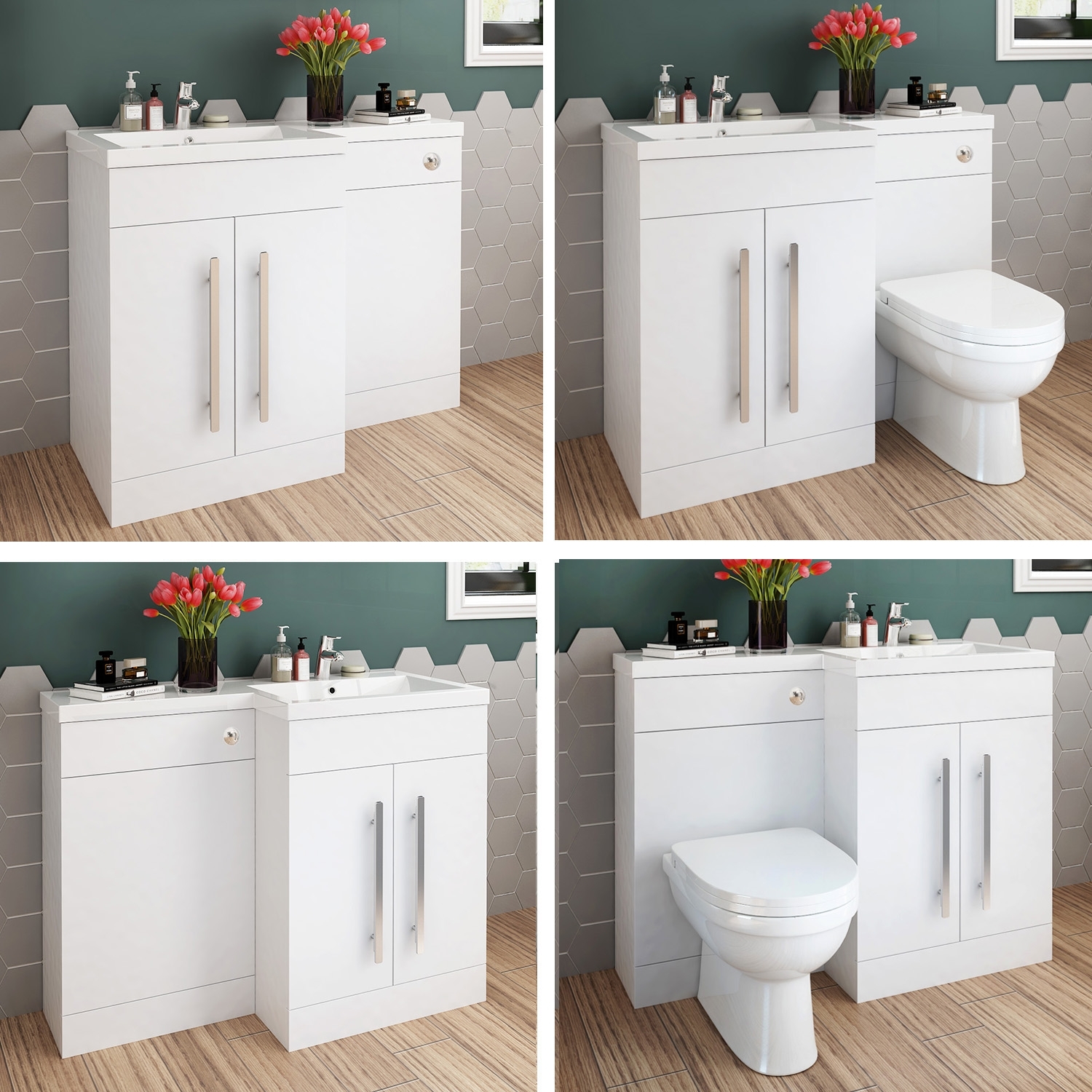 ELEGANT Premium Bathroom Furniture 1100mm Combined Vanity Unit With D-ShapeToilet & Rectangle Basin-image-ADDCAU04Round