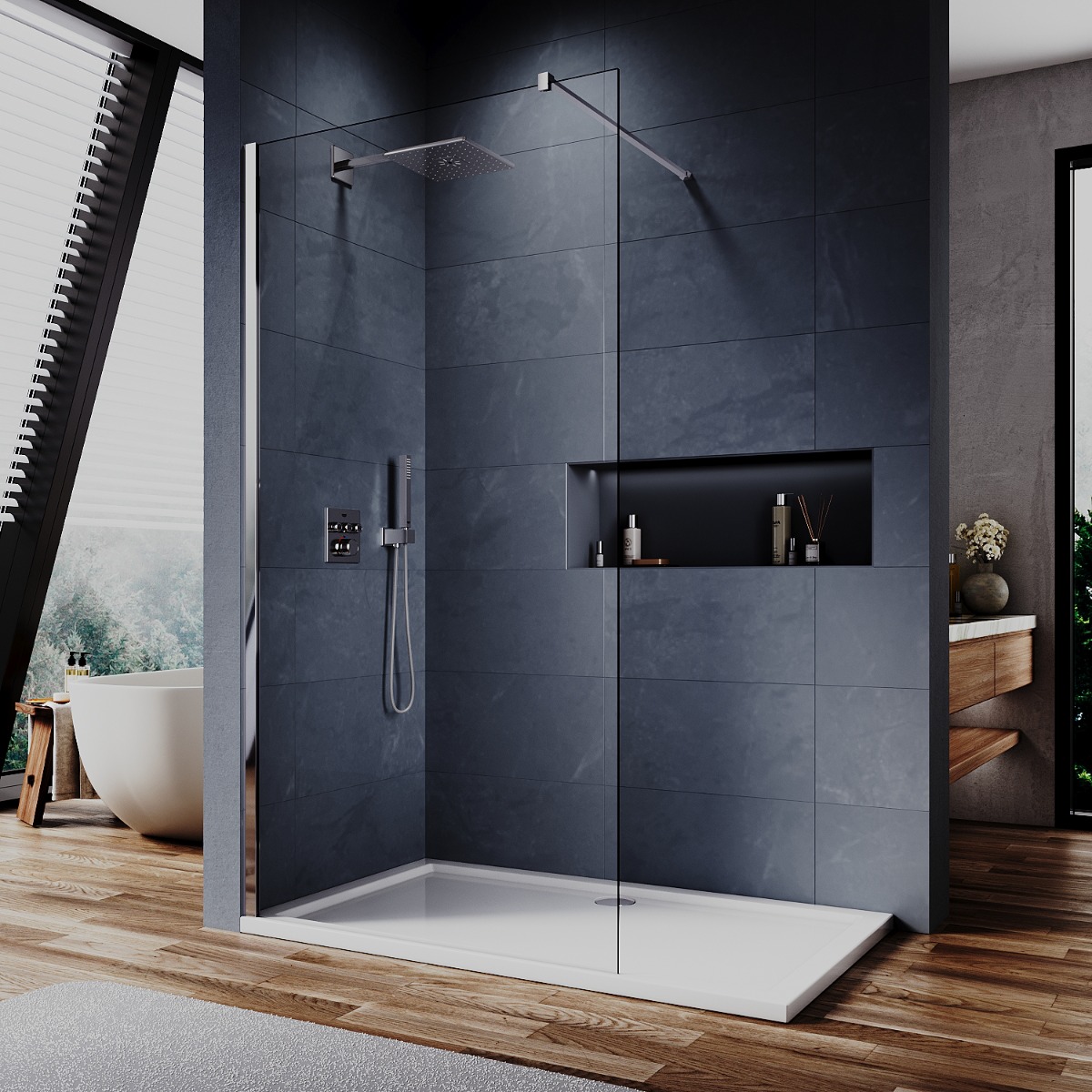 ELEGANT 1000mm Walk-In Shower Panel 6mm Tempered Glass Shower Screen