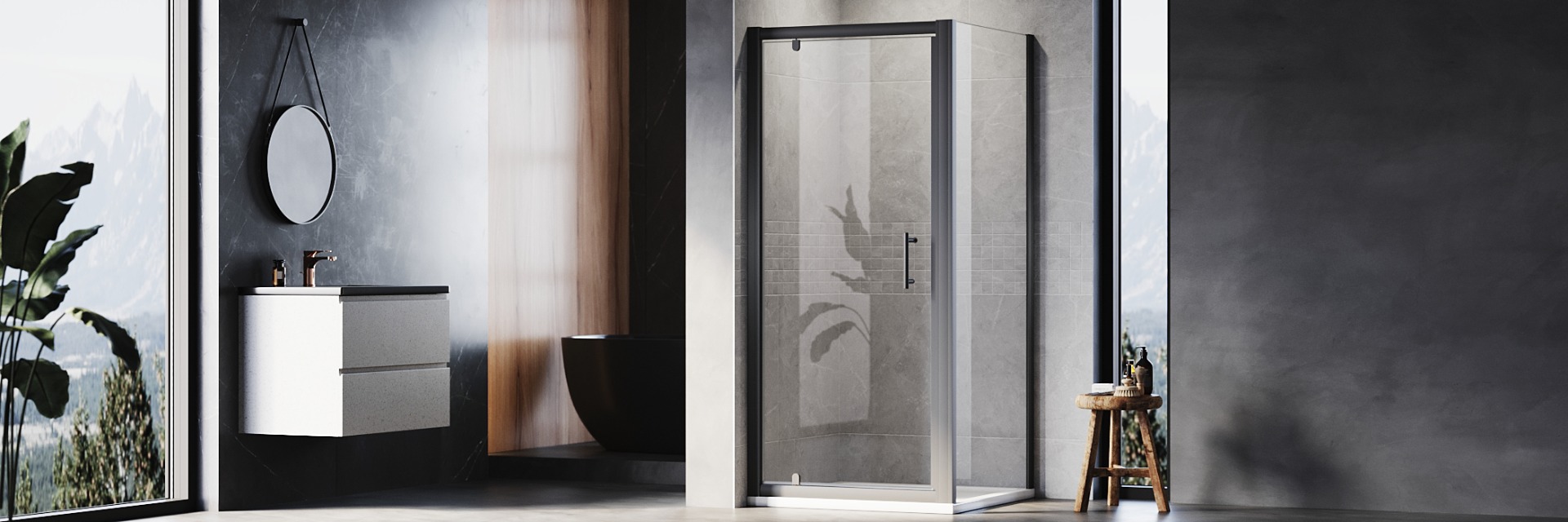 Black Shower Enclosure & Tray