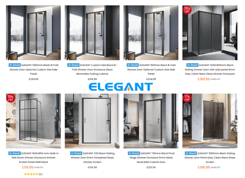 Elegant Showers Black Shower Enclosures