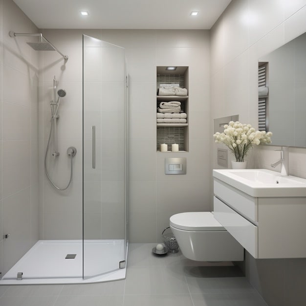 cleaning shower glass in bathroom