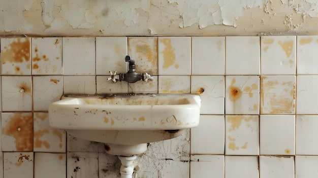 A bathroom filled with mould 