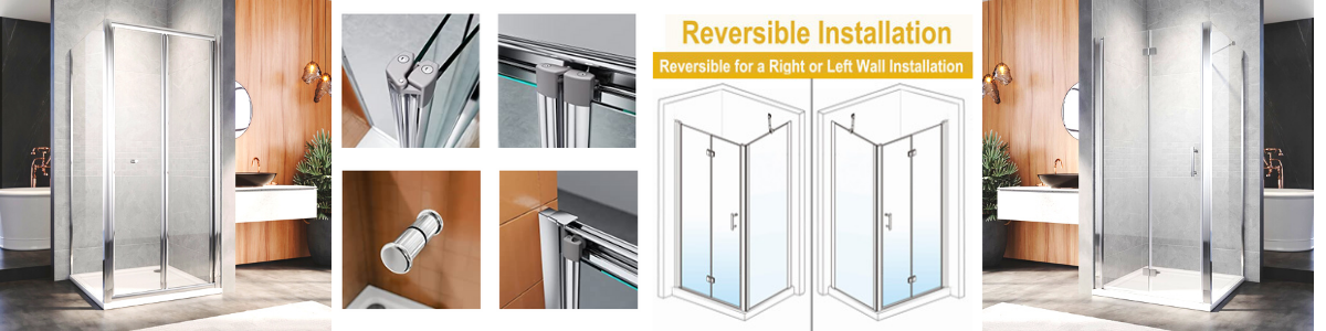 ELEGANT 900mm Bifold Shower Door Glass Shower Enclosure Reversible Folding Cubicle Door 